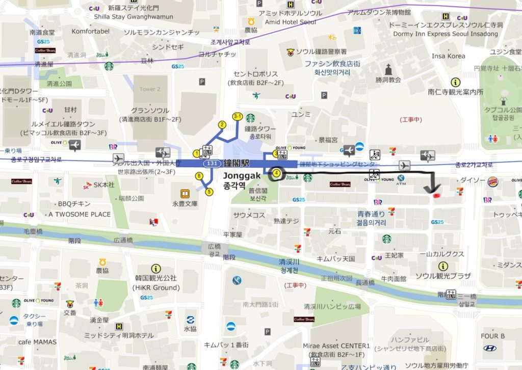 BHCチキン鐘路　行き方