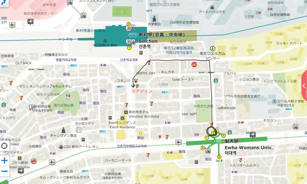 梨大駅 新村駅 ヨアジョン